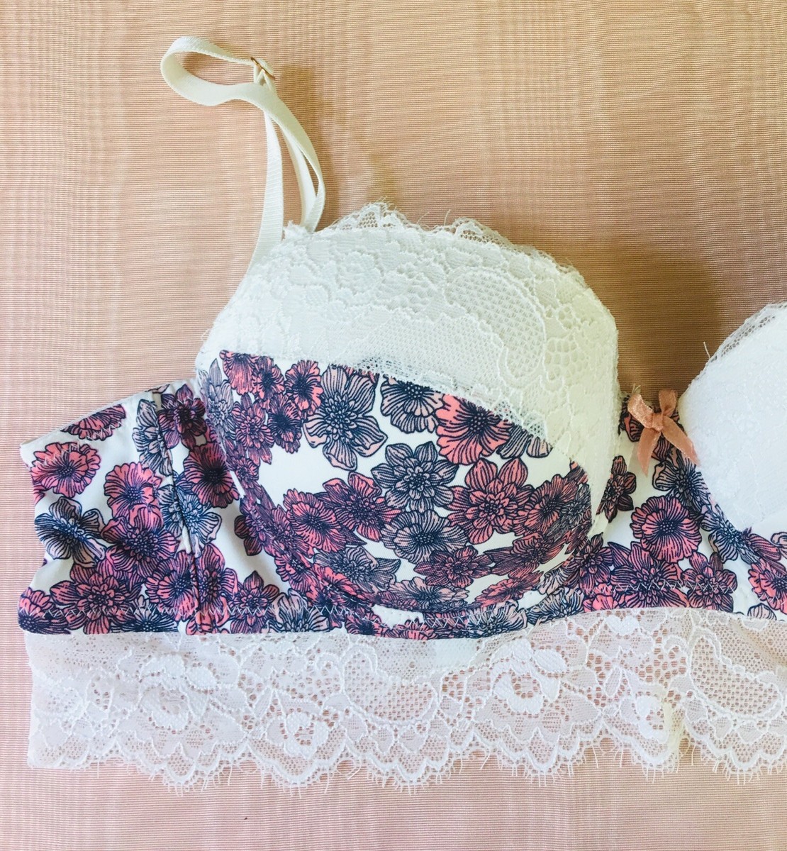 Marilyn Monroe CUTE PINK And Purple FLORAL BRA Sz 36C 90410 | eBay