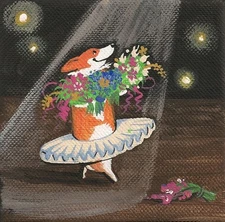 2x2 DOLLHOUSE MINIATURE PRINT OF PAINTING RYTA 1:12 SCALE PEMBROKE WELSH CORGI