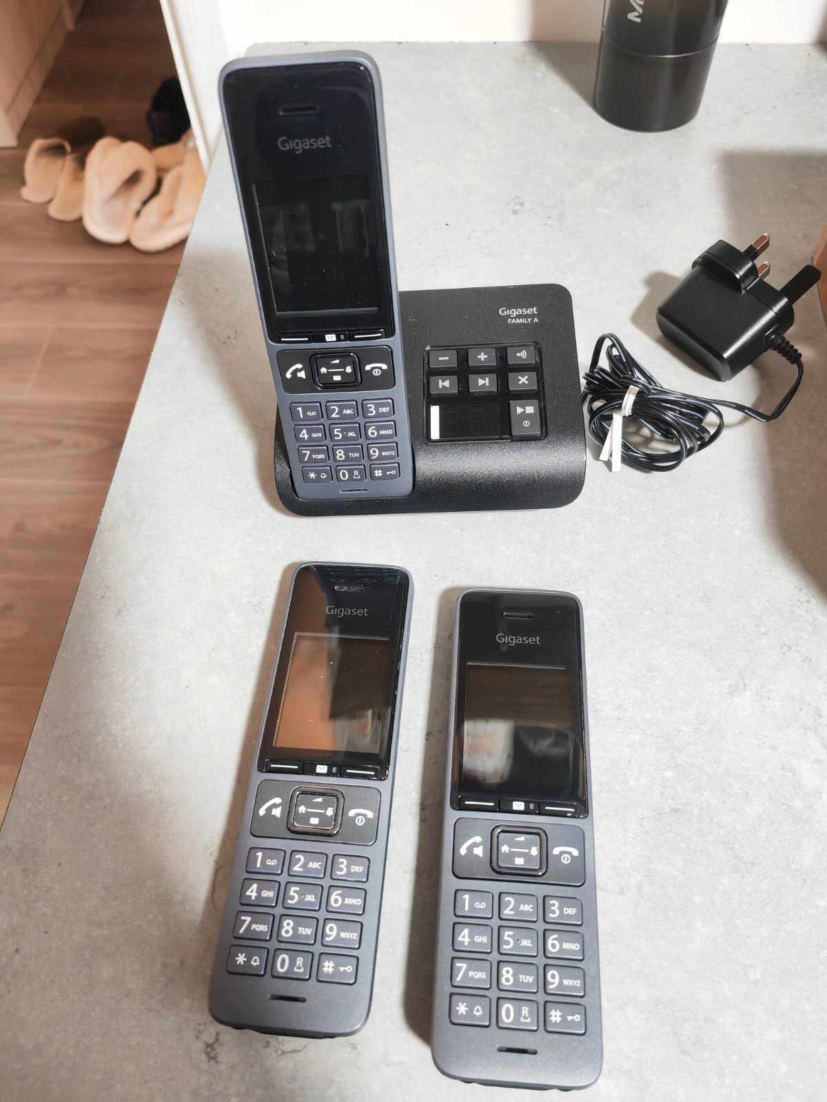 Gigaset Premium C575A Cordless Phone, Trio Handset with Answer Machine