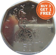 HIGHER GRADE AU TO UNC 1969 TO 1997 ELIZABETH II CUPRO NICKEL LARGE DECIMAL 50p