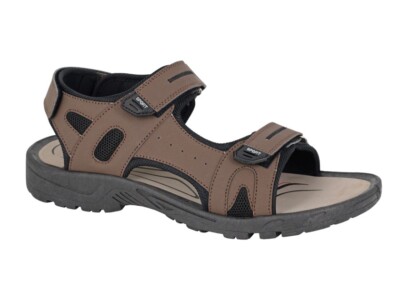 PDQ Touch Fastening Sports Sandal Adjustable Strap PVC Sole UK to 12  BROWN UK