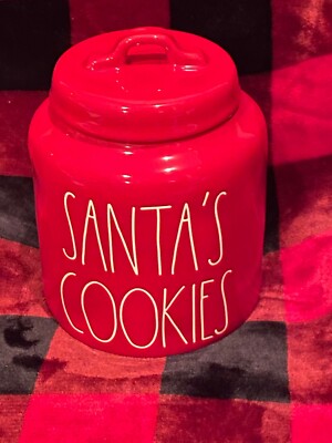 Rae Dunn Red & White Cookie Jar – Ceramic With Lid, Christmas Holiday Theme