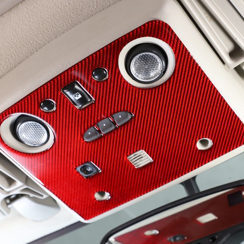 Red Carbon Fiber Front Seat Roof Reading Light Sticker For Hummer H2 2003-2007 - Imagen 11 de 18