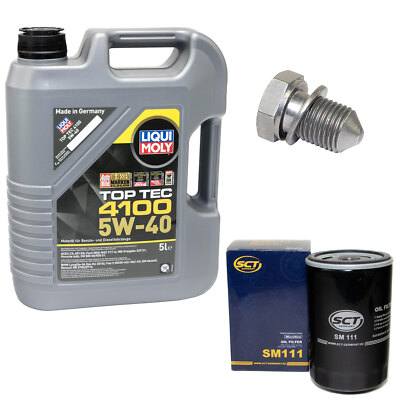Motoröl Ölfilter SM111 5W40 5 Liter + Ölablassschraube für Audi TT Seat VW Skoda