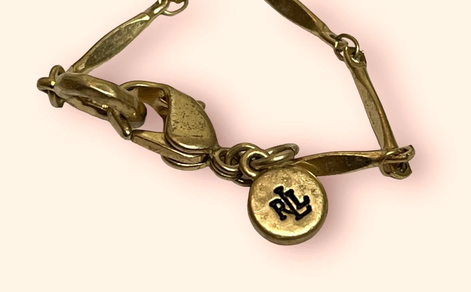 "Collar Ralph Lauren imitación azul verde turquesa estación medallones tono dorado 36""" Foto 4 de 4