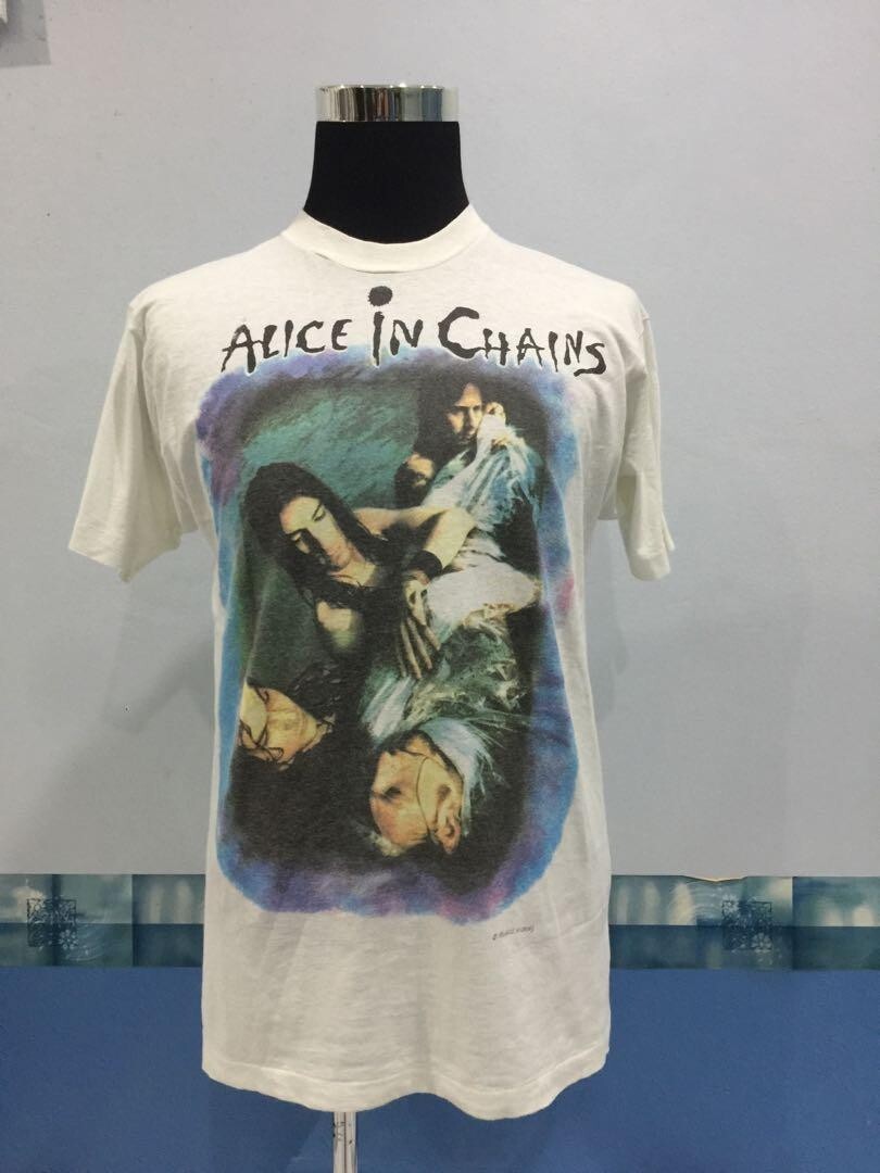 90s Alice In Chains We Die Young Band White Tee Vintage 1991 Tour Shirt TE8310