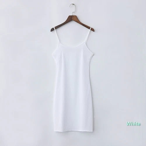 OFF WHITE Abito donna sottile chiffon completo slip spalline sottogonna camicia sottoveste sottile nuovo