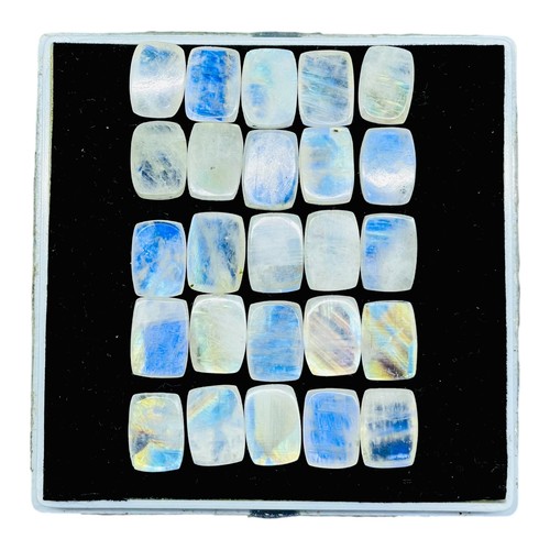 25 Stck. Natürlicher Regenbogen Mondstein 14x10 mm Kissen Blau Flash Cabochon Edelsteine - Bild 7 von 7
