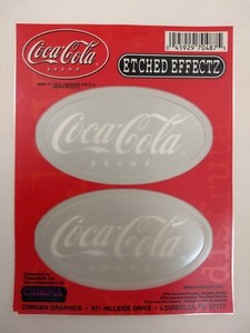 Set-of-2-Coca-Cola-Stickers-w-Etched-Glass-Effect-Translucent-Coke-Decals