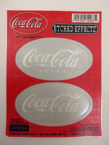 4 Sets of 2 - 8 Coca-Cola Stickers w Etched Glass Effect Translucent Coke Decals - Picture 2 of 9