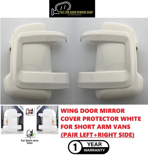 Fits Vauxhall Movano 2022-2024 Pair Short Arm Wing Mirror Cover Protector White