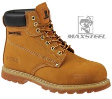 Image of MENS HEAVY DUTY LEATHER WATERPROOF SAFETY WORK BOOTS SHOES STEEL TOE CAP SIZE