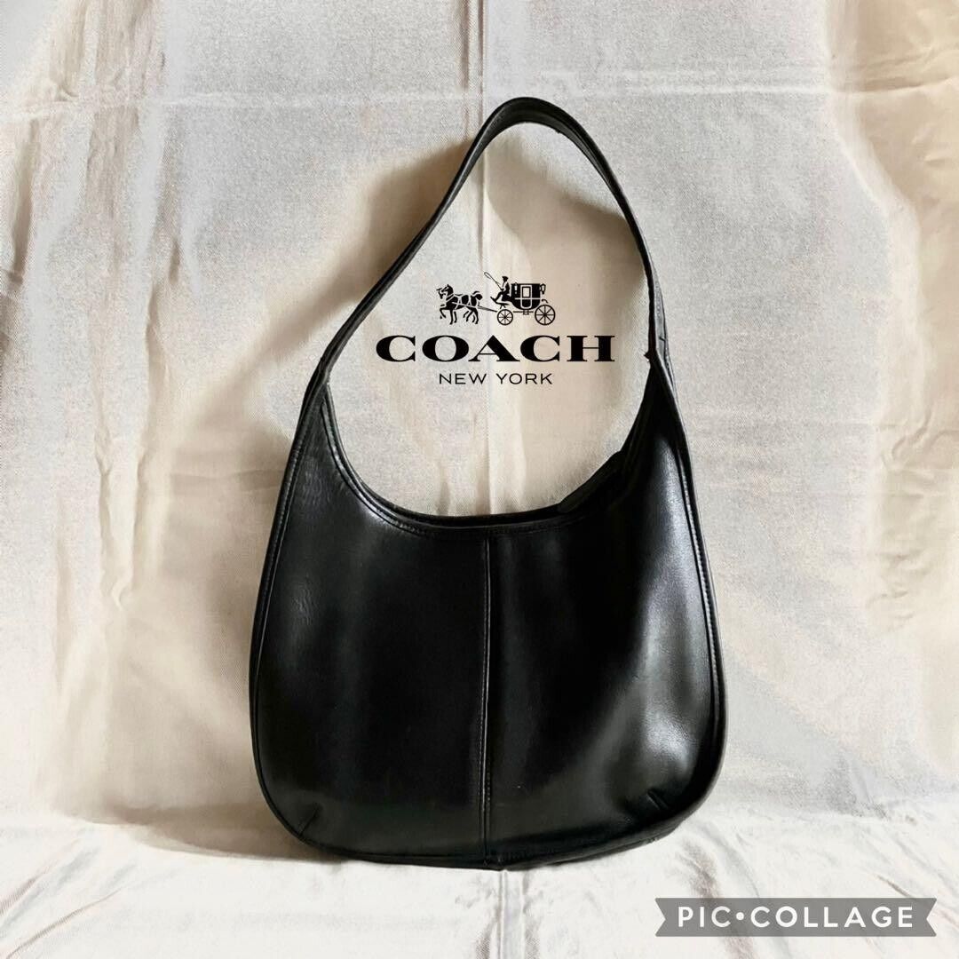 COACH Ergo Zip Hobo Leather Shoulder Bag 9025 Vintage Black COACH Ergo Zip Hobo Leather Shoulder Bag 9025 Vintage Black