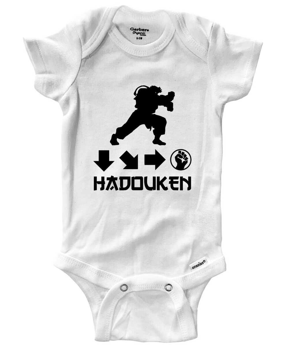 Hadouken Ryu Street Fighter Ken Retro Gaming Baby Bodysuits Hadouken Ryu Street Fighter Ken Retro Gaming Baby Bodysuits