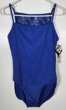 Danskin NYCB Women's Size Large 12/14 Blueberry Lace Back Keyhole Leotard NWT