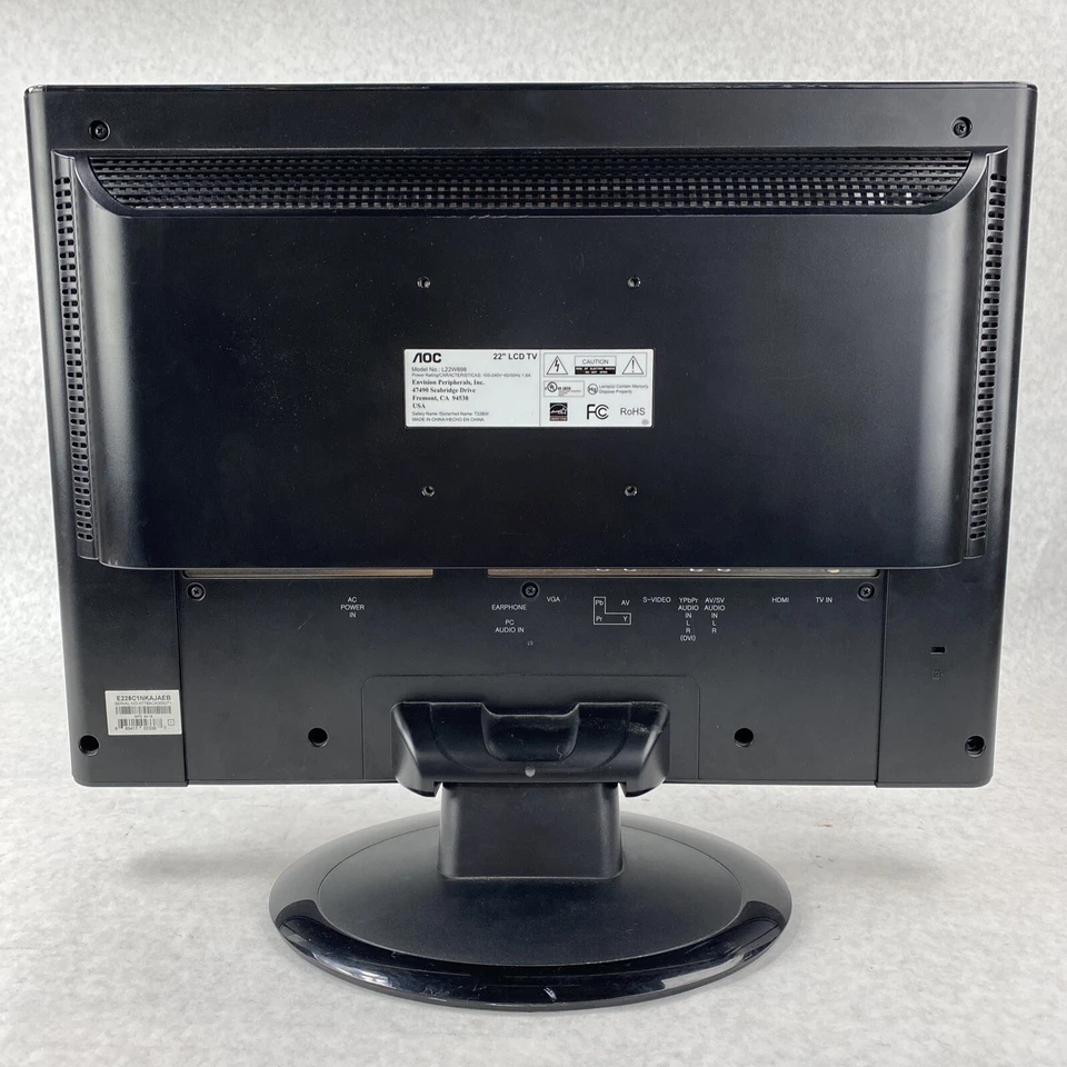AOC L22W898 22" 720p LCD HDTV TV Television HDMI VGA RCA S-Video w/o REMOTE - Image 2 of 4