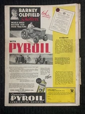 Vintage PYROIL 8.5x11.5" Automotive PRINT AD Barney Oldfield Shatters Record