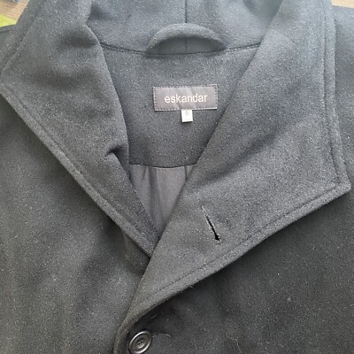 Eskandar Black Wool & Cashmere Coat Size 0 Asymmetrical Oversized