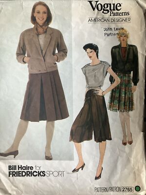 Vogue amerikanischer Designer Bill Haire locker sitzende Jacke Culotte Rock & Top 12
