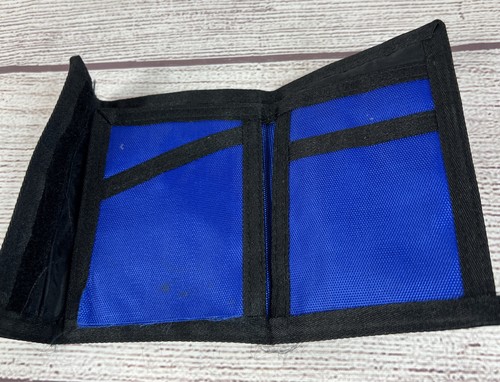 Vintage 80s 90s Men's Trifold Wallet - Blue, Black Hook N Loop Closure - Picture 3 of 8