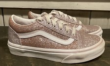 Vans Old Skool Glitter Shoes Youth Sz 2 Pink White Low Top Sneakers EXCELLENT 