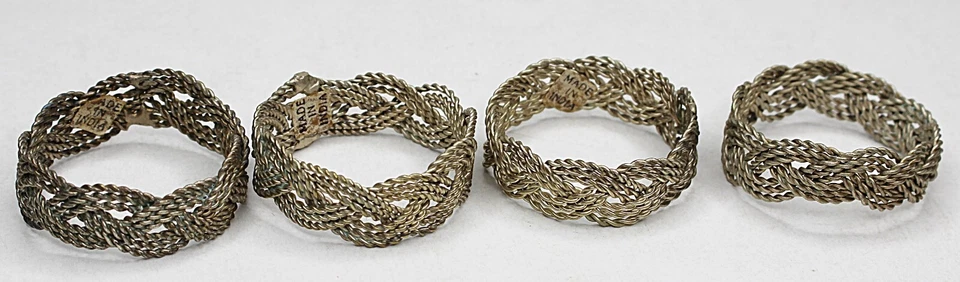 Oriental Style Napkin Rings Vintage Group of 8 Wire Twist India 4 Gold 4 Silver - Image 3 of 4
