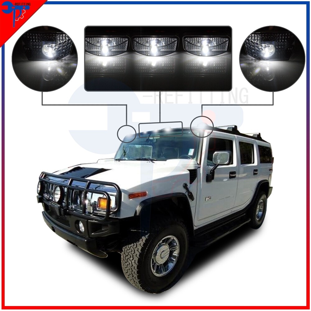 5 White LED Roof Clearance Lights for 2003-2009 Hummer H2