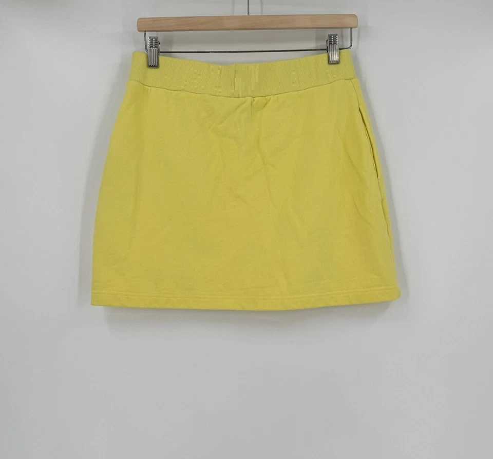 Herve женщин желтый хлопок короткая линия мини юбка Sz M - Изображение 2 из 4