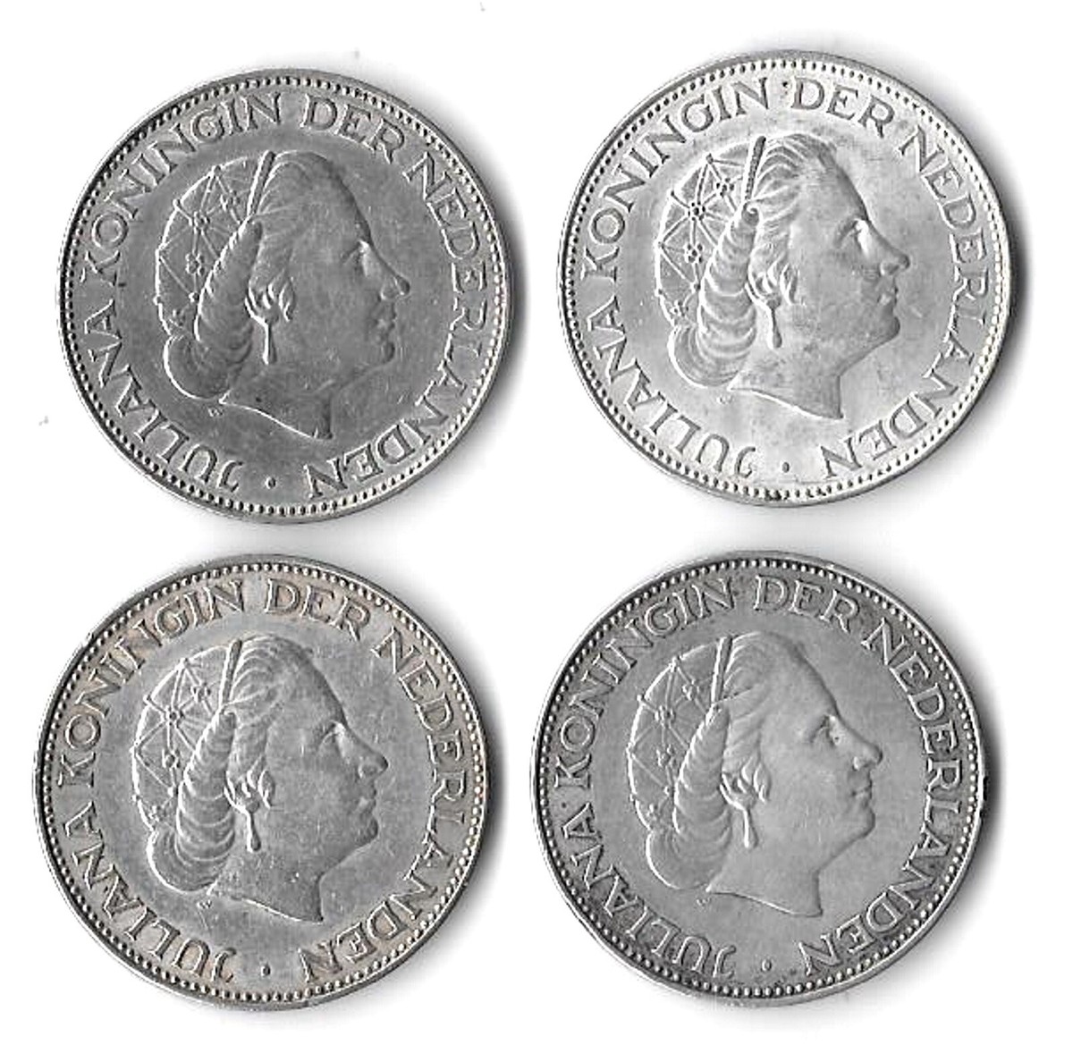 NETHERLANDS 2-1/2 GULDEN 1959-1960-1961-1962 KM#185 Juliana