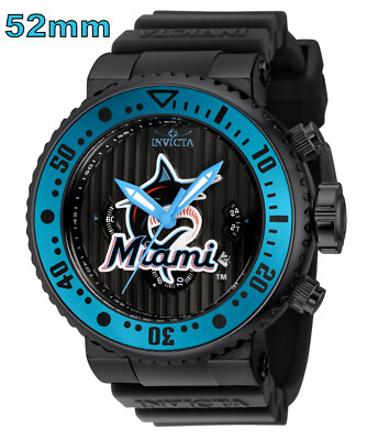 Invicta MLB Miami Marlins Men's Watch 52mm, Black (42363) 10ATM WR