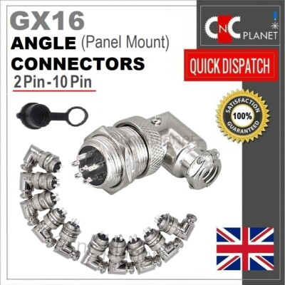 Aviation Plug GX16 Connector Metal Panel Cable Right angle Bent L