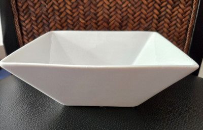 SET OF 2 THE CELLAR WHITEWARE SQUARE CEREAL BOWLS 6 1/2'' WHITE