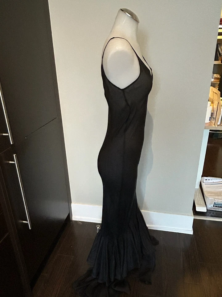 Maxi Vestido MES DEMOISELLES Negro Pétalo Seda Lavada Talla S Venta al por menor $500 Foto 4 de 4