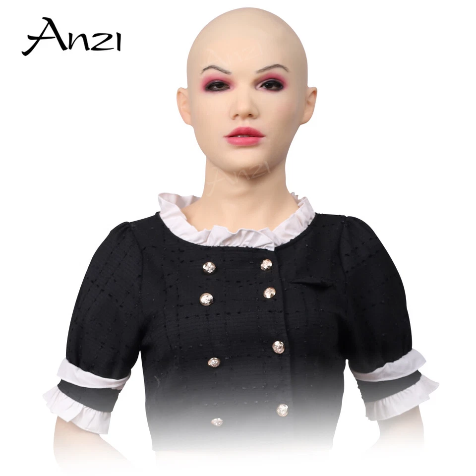 Anzi Realistic Silicone Female Head Mask Halloween Beauty Face for Crossdresser - Image 4 of 4