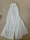 NWT LUXXEL Women's White Flowy Sleeveless V-Neck Open-Leg Jumpsuit -- SIZE SMALL — photo 5