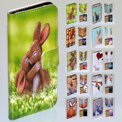 For Huawei Series - Easter Bunny Print Flip Case Wallet Mobile Phone Cover #1