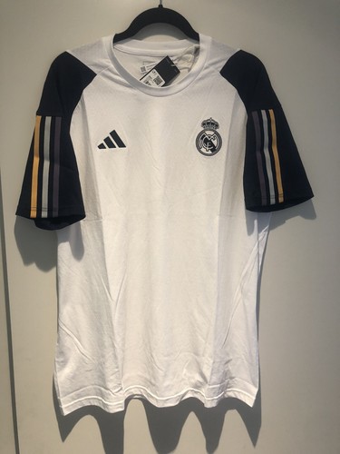 Real Madrid Adidas 3-Stripes Core White T-Shirt Tee Soccer Football NWT Large