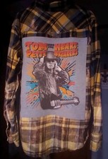Upcycled Bleached Flannel Shirt W/ Custom TOM PETTY back Patch
