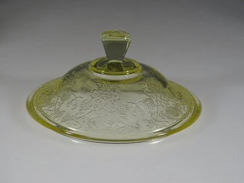 Vintage Hazel Atlas Glass Yellow Florentine No.2 Poppy Candy Jar Lid c.1935