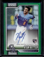 2026 Topps Ryan Ritter Flagship Real One Green Foil Auto /99 Colorado Rockies 18