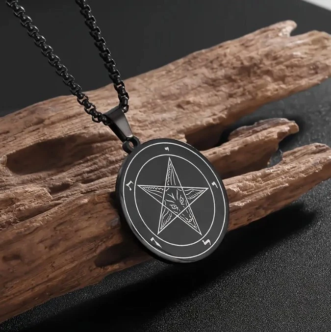 Collar Colgante Sello de Baphomet Pentagrama Invertido Satanás Cabra Diablo Lucifer Foto 4 de 4
