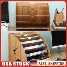 Desktop File Storage Holder Office Study Tabletop Document Organizer Rack