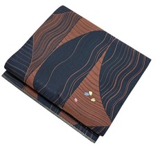 Pure Silk Landscape Reversible Kimono with Obi, Used Japanese Kimono