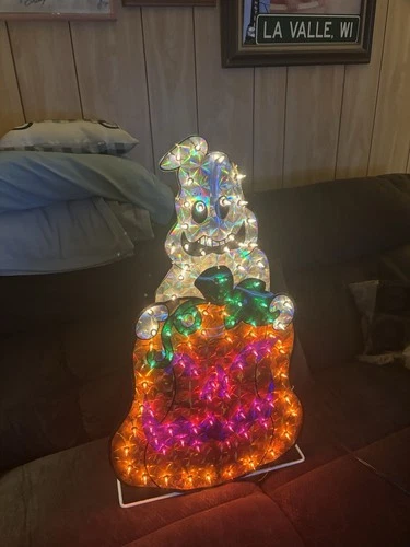 30” Animated 200 Light Ghost And Pumpkin Vintage