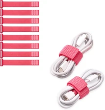 Cinch Straps - 5" (8-Pack) Coral - Appliance Cord Organizer and Cable Ties for C