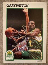 NBA Hoops 1991-92 Gary Payton #202 Seattle Supersonics Autographed Card