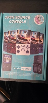 R36Max Open Source Handheld Game Console Blue with Carrying Case