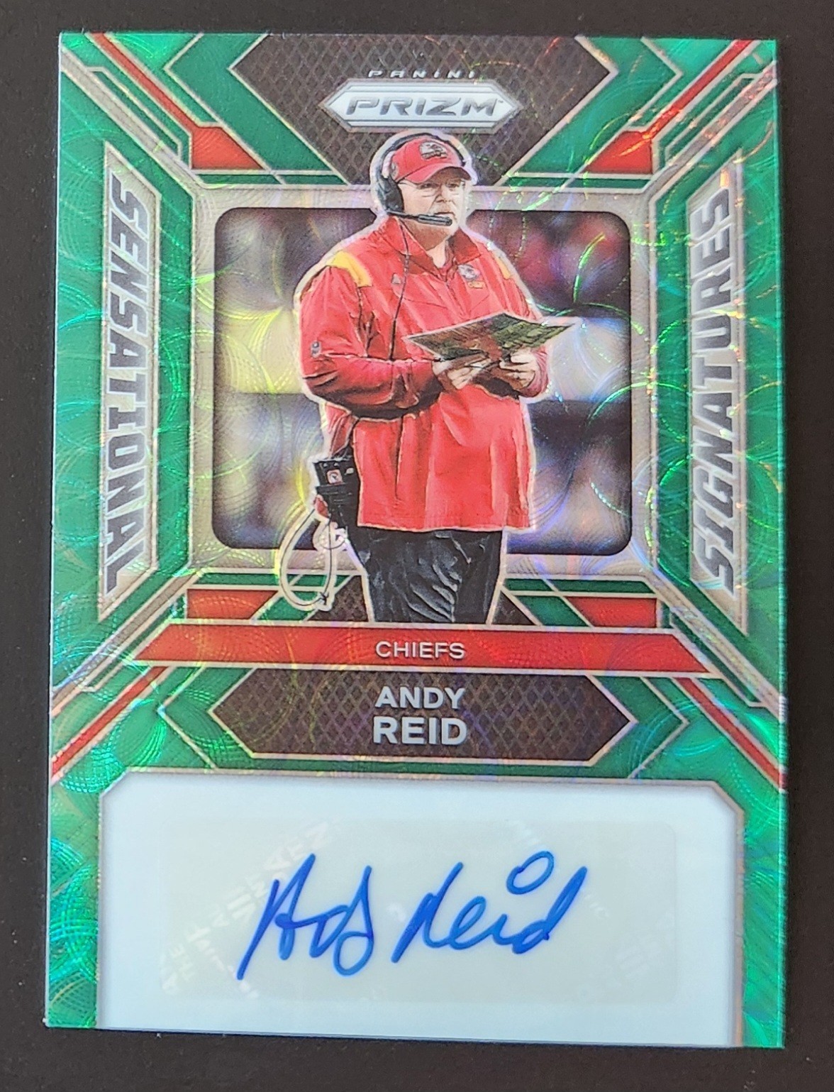 2023 Prizm Andy Reid Sensational Signatures Auto #SS-AR Green Scope #73/75