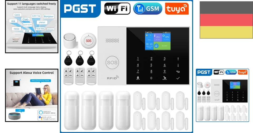 Komplettes Alarmsystem WLAN Drahtloses Alarmanlage für Haus u. Wohnung mit Alexa - Bild 2 von 4