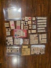 Huge Lot Of STAMPIN UP Plus More Rubber Stamps 120 Wood Mounted Rubber Stamps
